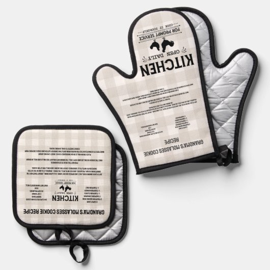 独自のチキンロースターファームハウスレシピの作成 鍋つかみ&鍋敷きセット (正面/裏面)