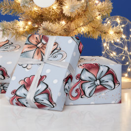 独自のティーカップと弓を作成 ラッピングペーパー