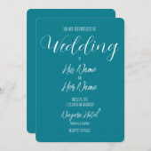 独自のティール（緑がかった色）の結婚作成 招待状 (正面/裏面)
