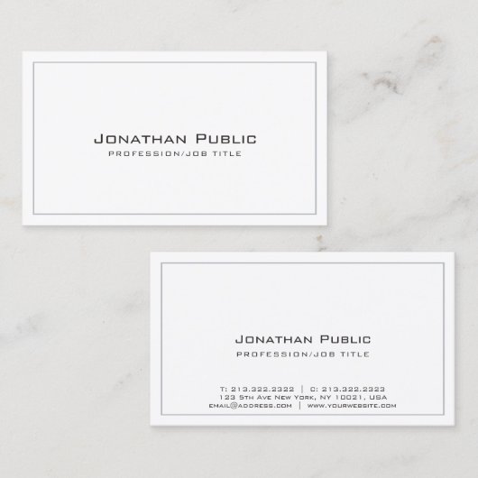 独自のデザインプレーンのモダンエレガント作成 名刺 (正面/裏面)