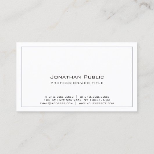 独自のデザインプレーンのモダンエレガント作成 名刺 (裏面)