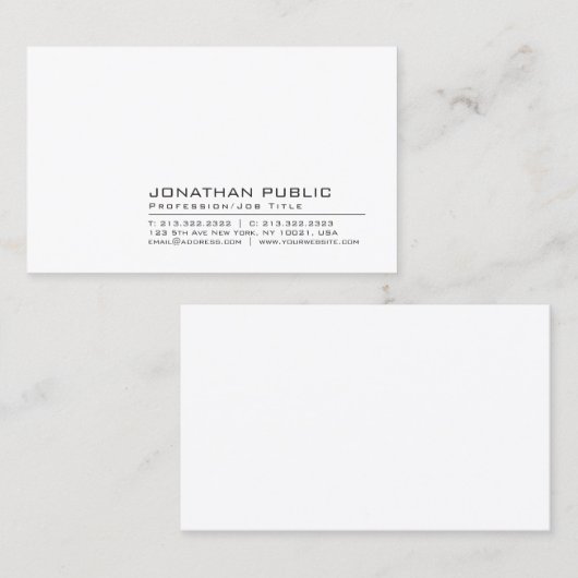 独自のデザインプレーンエレガントを作成モダンする 名刺 (正面/裏面)