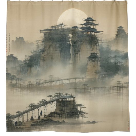 独自のデザインヴィンテージカスタム写真 シャワーカーテン (正面)