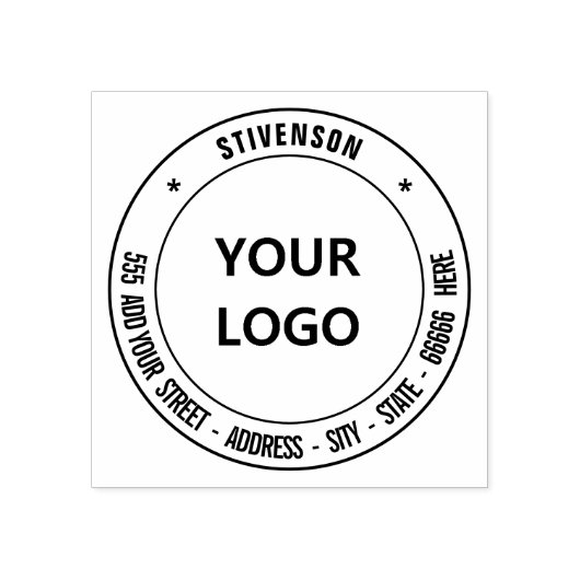 独自のデザイン名のロゴと住所ラバースタンプ ラバースタンプ (インプリント)