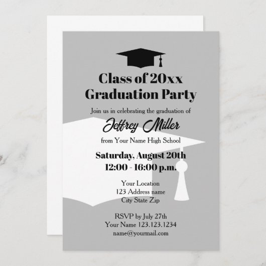 独自のデジタル卒業カスタムパーティーをダウンロード 招待状 (正面/裏面)