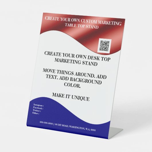 独自のデスクトップマーケティングスタンド8x10のpedesを作成 台座サイン (正面)