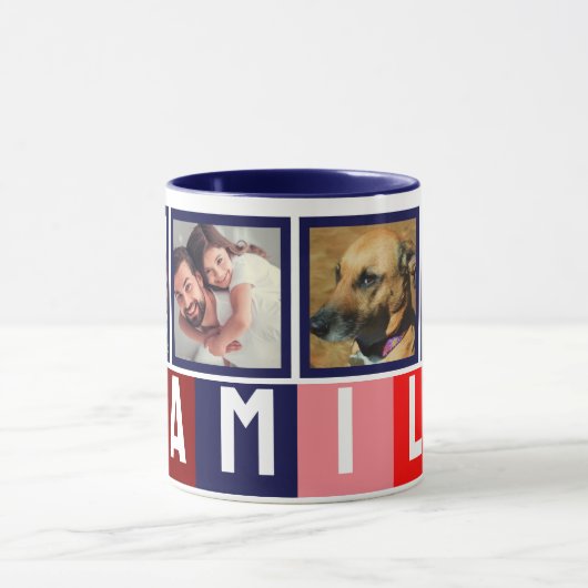 独自のトレンディーモダン家族の写真のコラージュを作成 マグカップ (中央)