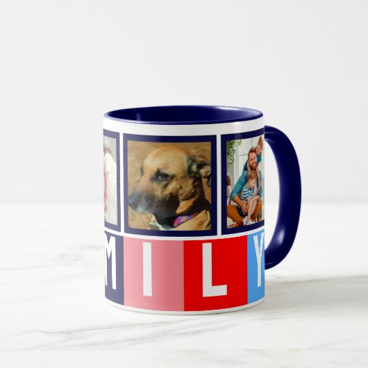 独自のトレンディーモダン家族の写真のコラージュを作成 マグカップ (正面右)