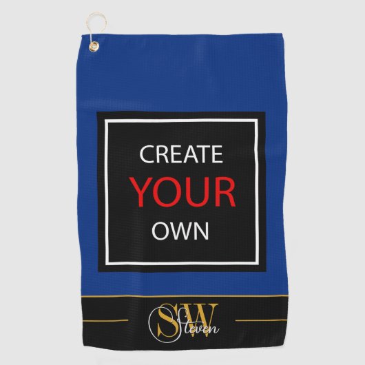 独自のネイビーブルーを作成 – モノグラムの / カスタム ゴルフタオル (正面)