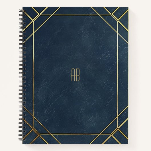 独自のネイビーブルー&金ゴールドノートブックの作成 ノートブック (正面)