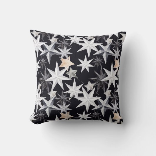 独自のハイゲシルバー、ホワイト、金ゴールド星を作成 クッション (正面)
