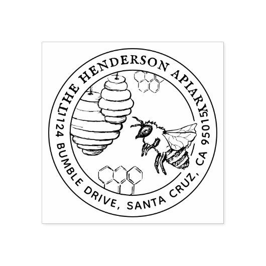 独自のハニービースケッチ差出人住所の作成 ラバースタンプ (インプリント)