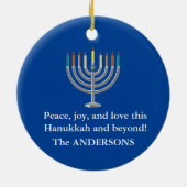 独自のハヌカ（ユダヤ教）メノラー セラミックオーナメント (裏面)