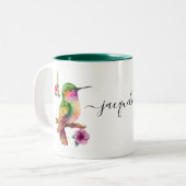 独自のハミングバードを作成パーソナライズされた名前を追加 ツートーンマグカップ (正面左)