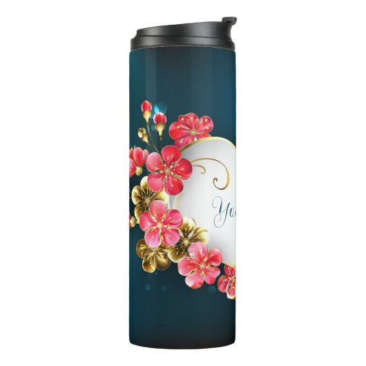 独自のハートとさくらんぼの花を作成 タンブラー (回転左)