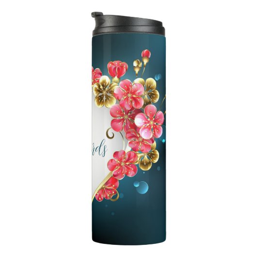 独自のハートとさくらんぼの花を作成 タンブラー (回転右)