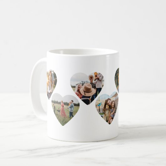 独自のハートシェイプフォトコラージュの作成 コーヒーマグカップ (正面左)