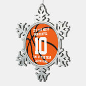 独自のバスケットボール名前をカスタムする番号を作成 スノーフレークピューターオーナメント (右)