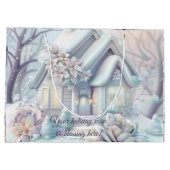 独自のパステルクリスマスの結婚作成 ラージペーパーバッグ (裏面)