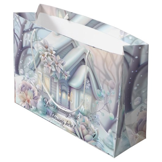 独自のパステルクリスマスの結婚作成 ラージペーパーバッグ (裏面アングル)