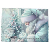 独自のパステルサンタ&クリスマスツリーを作成 ラージペーパーバッグ (裏面)