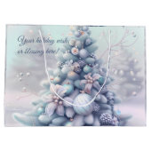 独自のパステルポインセティアスクリスマスツリーを作成 ラージペーパーバッグ (裏面)