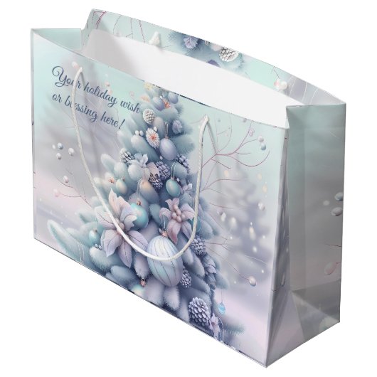 独自のパステルポインセティアスクリスマスツリーを作成 ラージペーパーバッグ (裏面アングル)