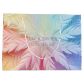 独自のパステルレインボークリスマススノーフレークを作成 ラージペーパーバッグ (裏面)