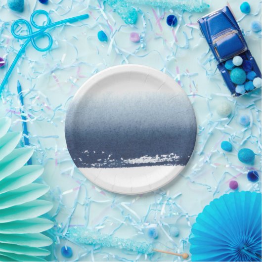 独自のパーソナライズされた贈り物を作成 – 水彩ネイビーブルー ペーパープレート (パーティー)