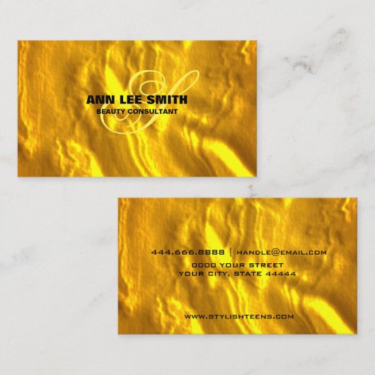 独自のパーソナライズされた金ゴールドアールデコ 名刺 (正面/裏面)