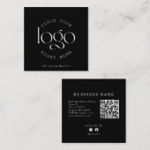 独自のビジネスカスタムロゴを黒にモダン作成 スクエア名刺 (正面/裏面)