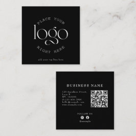 独自のビジネスカスタムロゴを黒にモダン作成 スクエア名刺