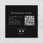 独自のビジネスカスタムロゴを黒にモダン作成 スクエア名刺 (裏面)