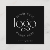 独自のビジネスカスタムロゴを黒にモダン作成 スクエア名刺 (正面)