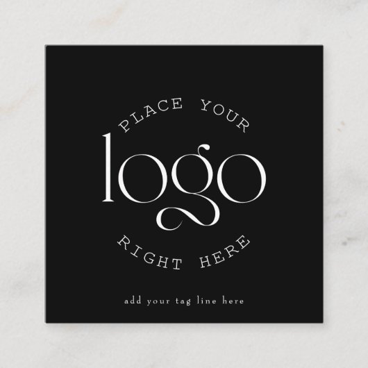 独自のビジネスカスタムロゴを黒にモダン作成 スクエア名刺 (正面)