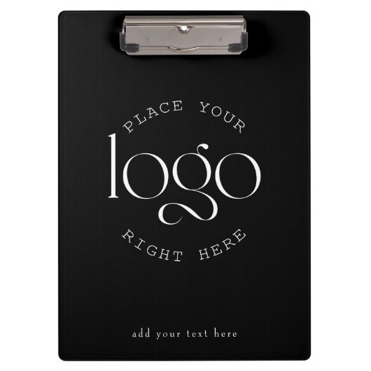 独自のビジネスカスタムロゴを黒にモダン追加 クリップボード (正面)