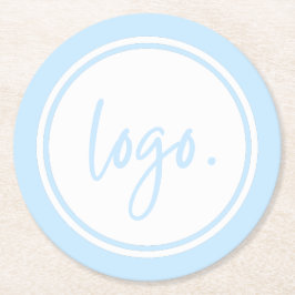 独自のビジネスミニマルロゴの青いカスタム ラウンドペーパーコースター