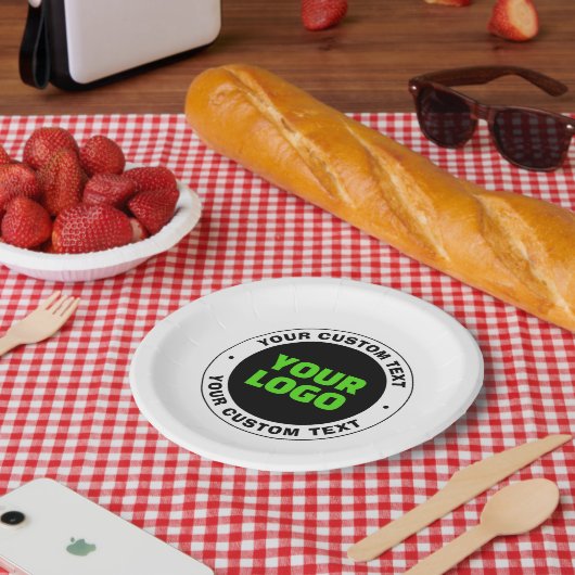 独自のビジネスロゴまたはアップロードしたデザインの追加 ペーパープレート (ピクニック)