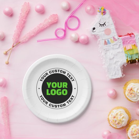 独自のビジネスロゴまたはアップロードしたデザインの追加 ペーパープレート (パーティー)