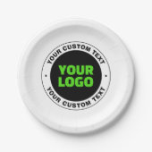 独自のビジネスロゴまたはアップロードしたデザインの追加 ペーパープレート (正面)