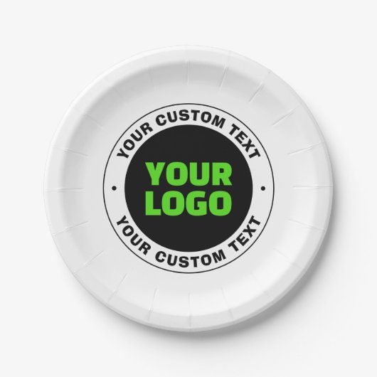 独自のビジネスロゴまたはアップロードしたデザインの追加 ペーパープレート (正面)