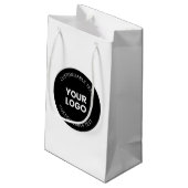 独自のビジネスロゴをアップロードしてテキストを編集可能 スモールペーパーバッグ (裏面アングル)