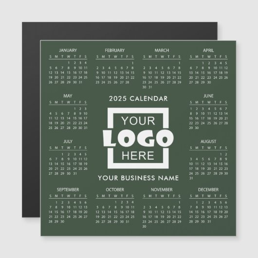 独自のビジネスロゴ2025カレンダーの追加 | マグネット (正面/裏面)
