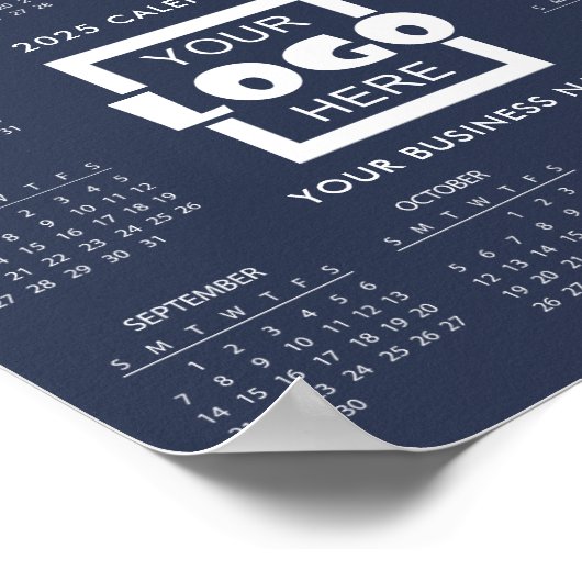 独自のビジネスロゴ2025カレンダーポスターの追加 ポスター (角)