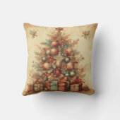 独自のビンテージのクリスマスツリーを作成 クッション (裏面)