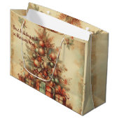 独自のビンテージのクリスマスツリーを作成 ラージペーパーバッグ (正面アングル)