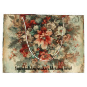 独自のビンテージクリスマスブーケを作成 ラージペーパーバッグ (裏面)