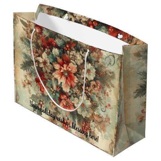 独自のビンテージクリスマスブーケを作成 ラージペーパーバッグ (裏面アングル)