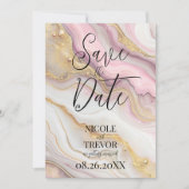 独自のピンクとカスタム金ゴールドのアルコールインクを作成する セーブザデート (正面)