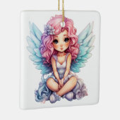 独自のピンクとブルーのかわいらしクリスマスエンジェルを作成 セラミックオーナメント (右)